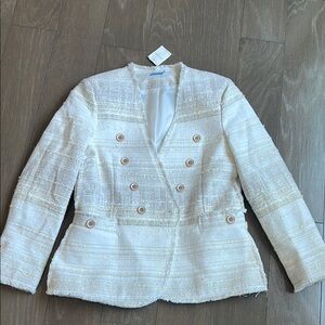 J. McLaughlin White Blazer Textured Tailored Design